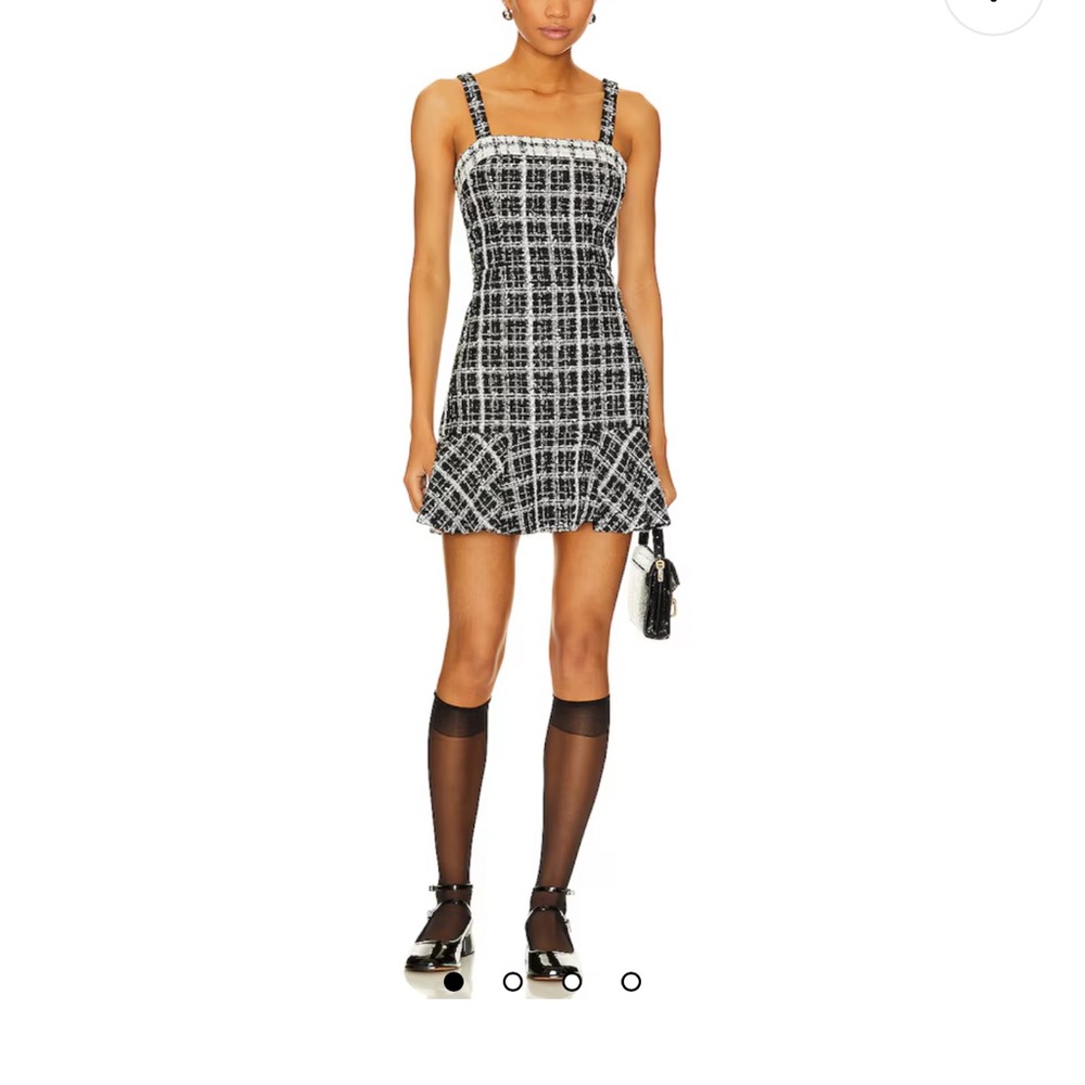 Alice + Olivia Black and White Kaidra Square Neck Mini Dress. Great condition.